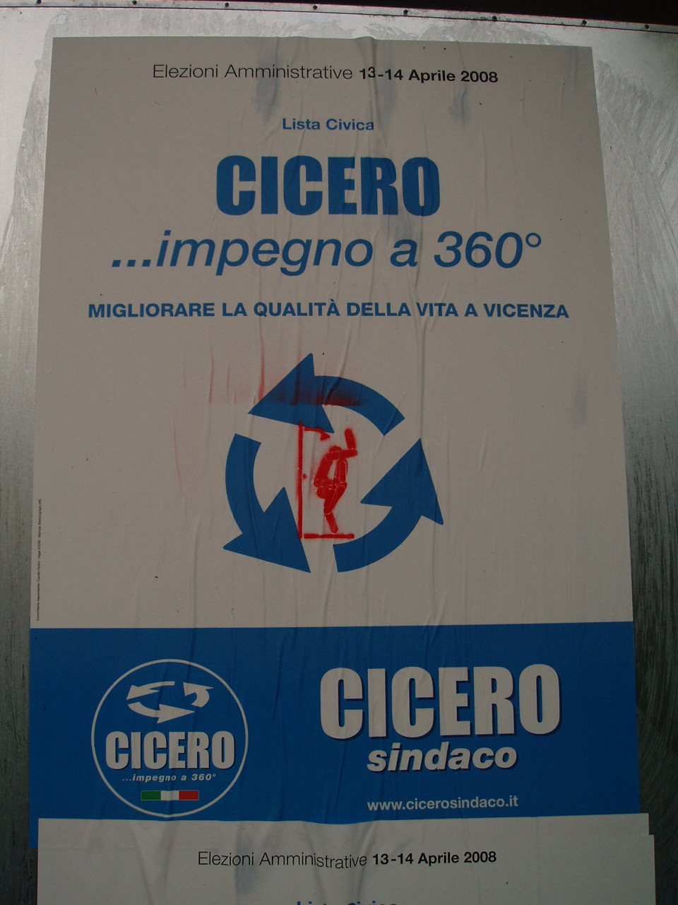 campagna elettorale vicenza claudio cicero impegno a 360° lavori pirate il boccale di vicenza stencil adbusting 2008 sindaco